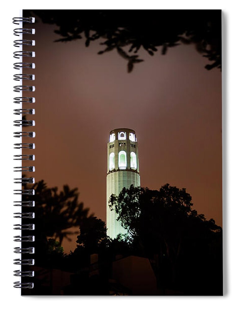 Buildings Spiral Notebook featuring the photograph Coit Tower Through the Trees by Daniel Murphy