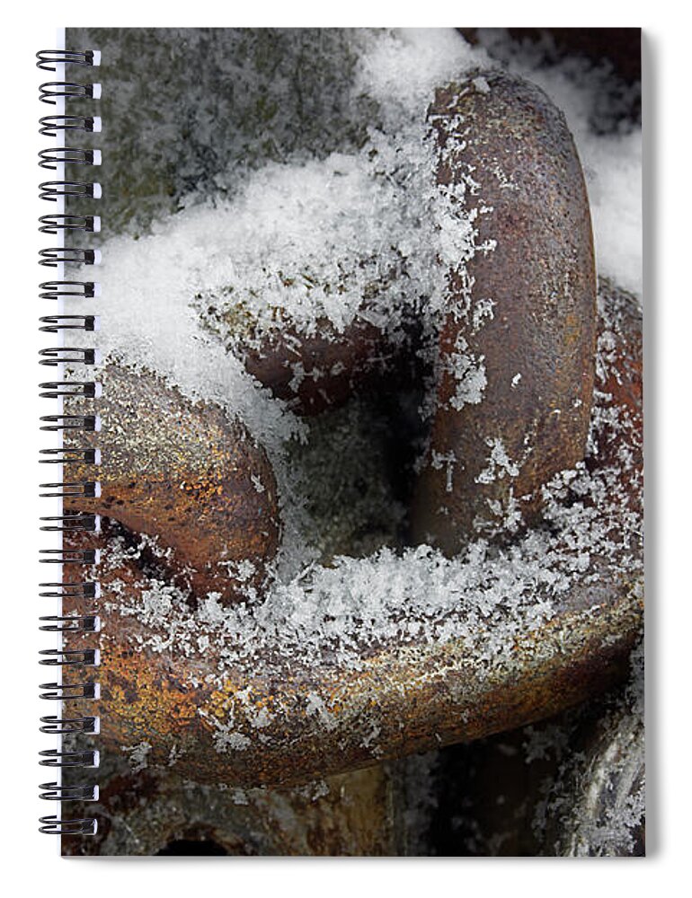Chain Spiral Notebook featuring the photograph Cold Steel by Mike Eingle