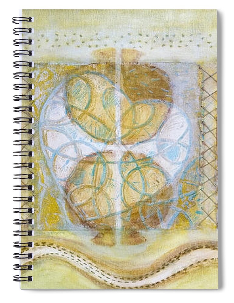 Symbolism Spiral Notebook featuring the painting Collective Unconscious Three equals One equals Enlightenment by Kerryn Madsen- Pietsch