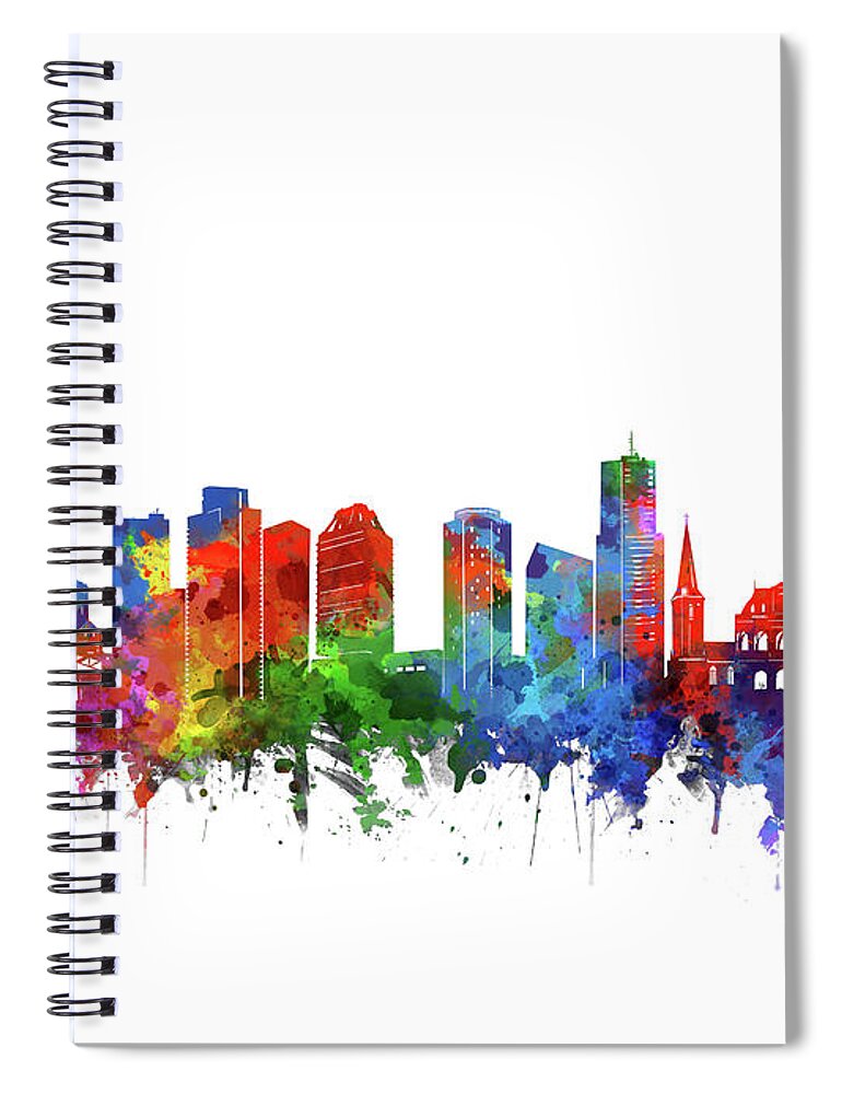 Cologne Spiral Notebook featuring the digital art Cologne City Skyline Watercolor 2 by Bekim M