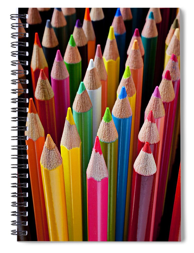 Pencil Spiral Notebook featuring the photograph Colored pencils by Garry Gay