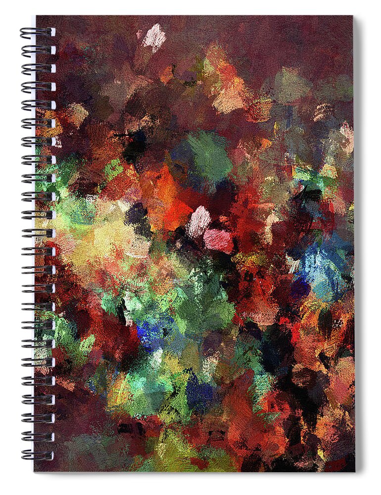 Abstract Spiral Notebook featuring the painting Colorful and Modern Abstract Painting by Inspirowl Design