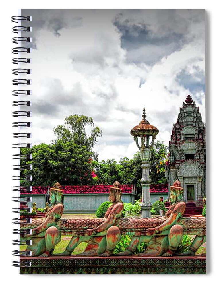 Angkor Wat Spiral Notebook featuring the photograph Colorful Architecture Siem Reap Cambodia by Chuck Kuhn