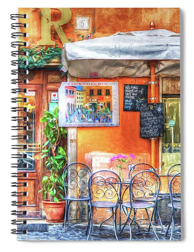 Cocktail Bar Spiral Notebook featuring the digital art Colorful Bar and Cafe by Roy Pedersen