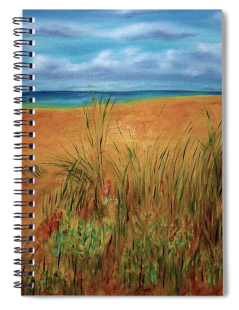 Barrieloustark Spiral Notebook featuring the painting Colorful Beach by Barrie Stark