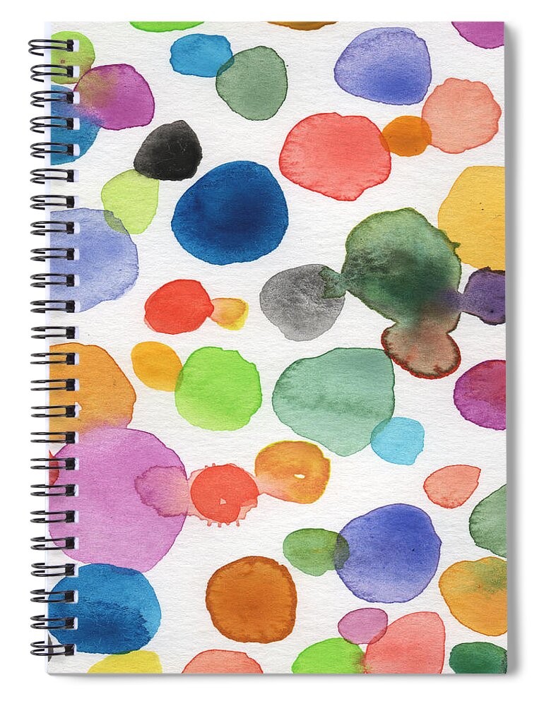 Abstract Watercolor Art Spiral Notebook featuring the painting Colorful Bubbles by Linda Woods