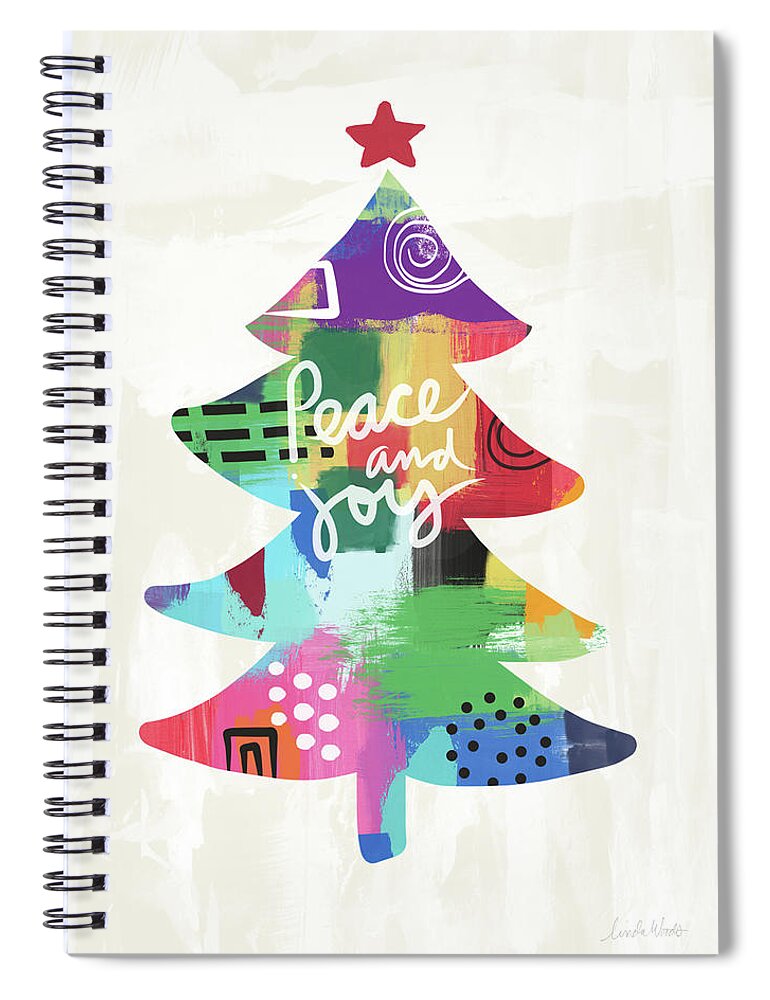 Christmas Spiral Notebook featuring the painting Colorful Christmas Tree- Art by Linda Woods by Linda Woods