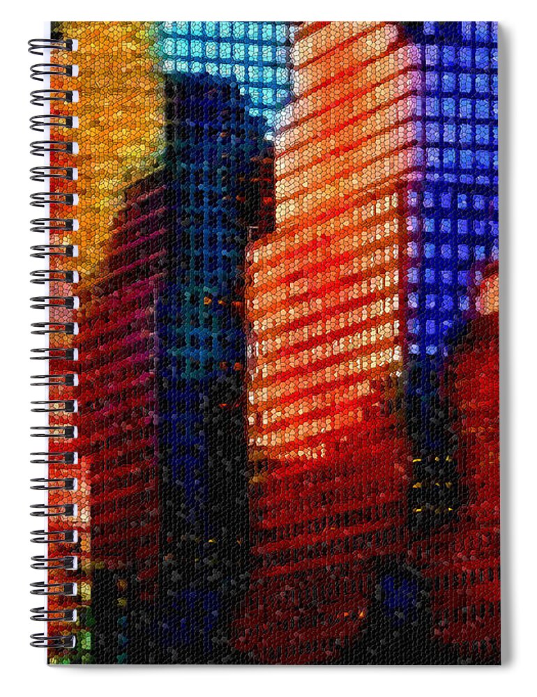 Colorful Spiral Notebook featuring the digital art Colorful City Abstract Mosaic by Shelli Fitzpatrick