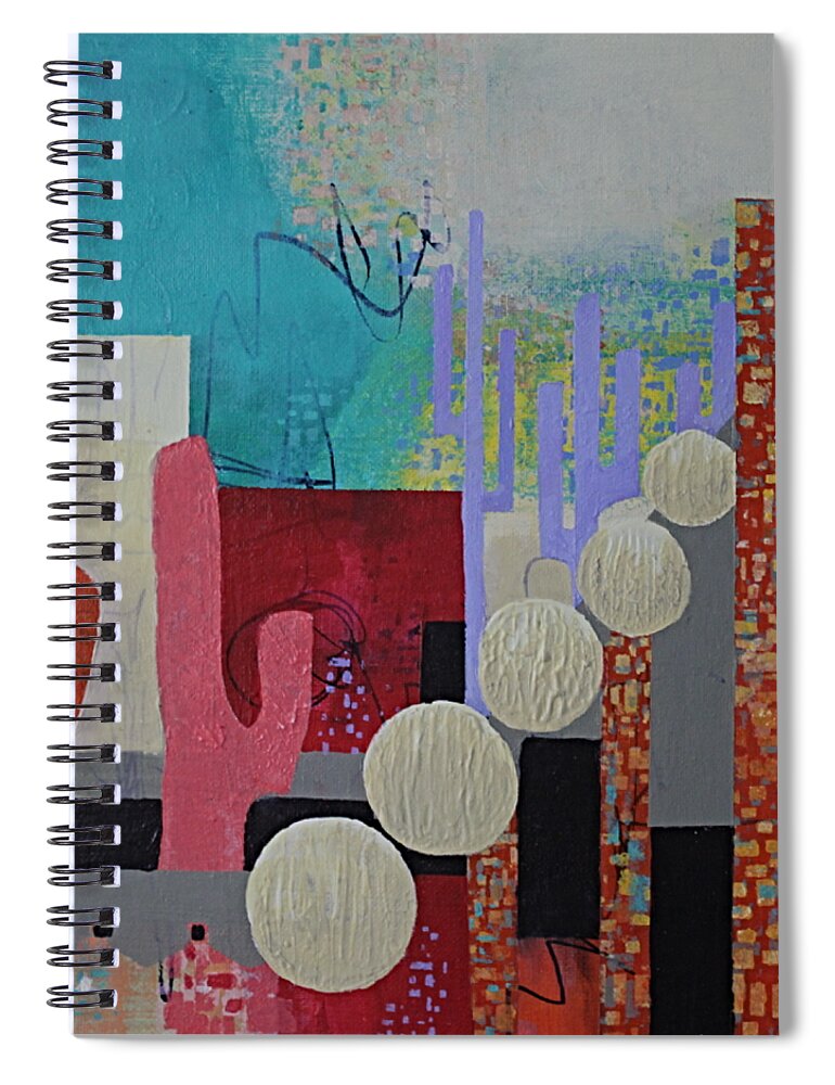 Abstract Spiral Notebook featuring the painting Colorful Desert by April Burton