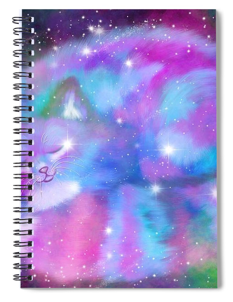 Colorful Cat Spiral Notebook featuring the painting Colorful Dreams Cat by Nick Gustafson