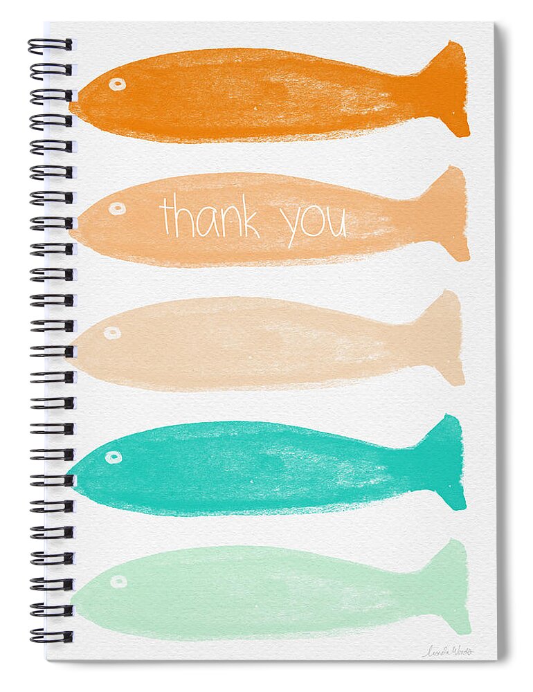 Goldfish Spiral Notebook featuring the painting Colorful Fish Thank You Card by Linda Woods