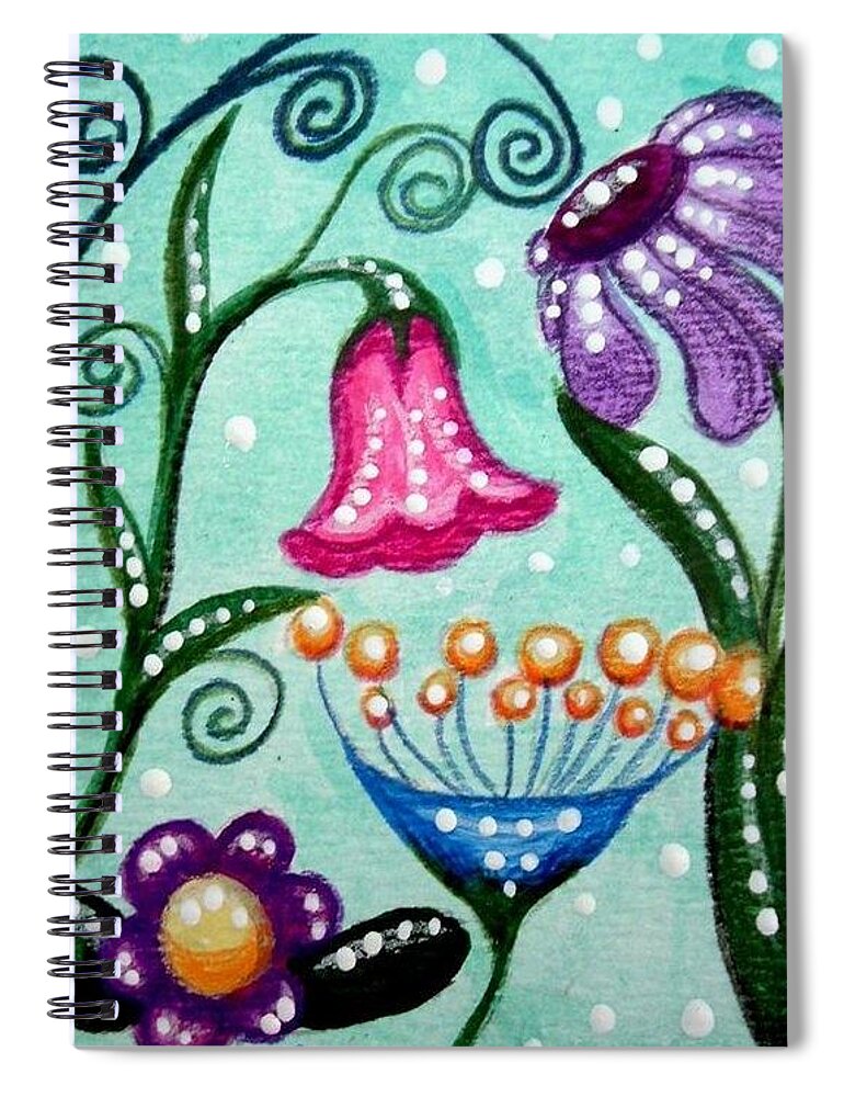 Floral Spiral Notebook featuring the painting Colorful Flowers by Monica Resinger