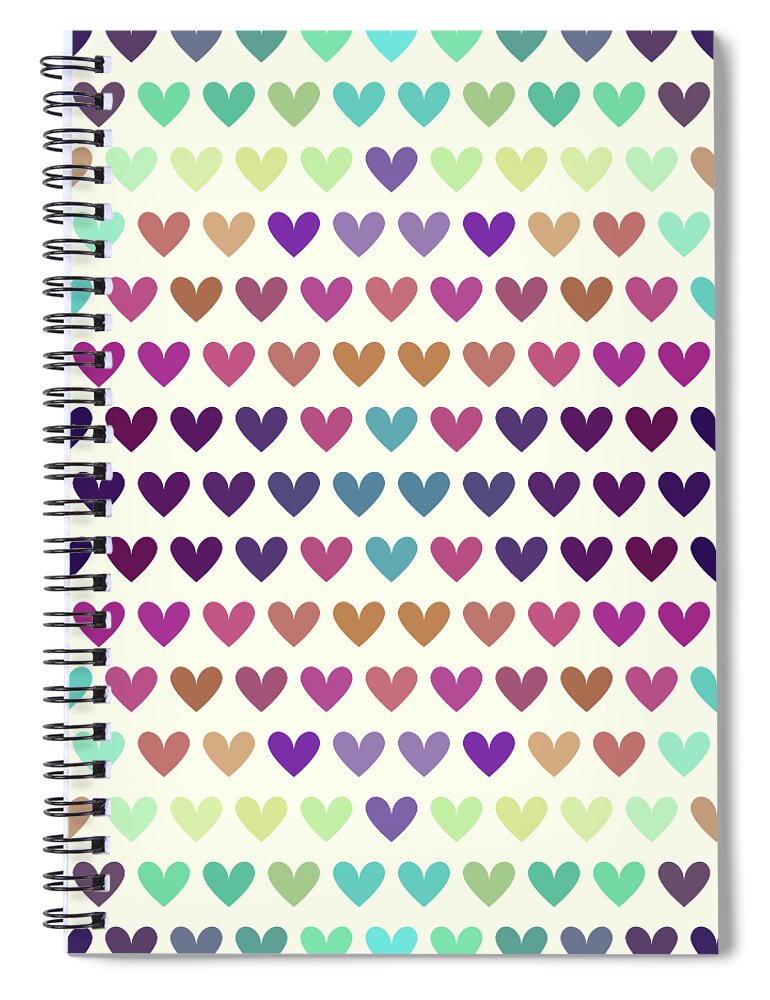 Graphic-design Spiral Notebook featuring the digital art Colorful hearts III by Amir Faysal