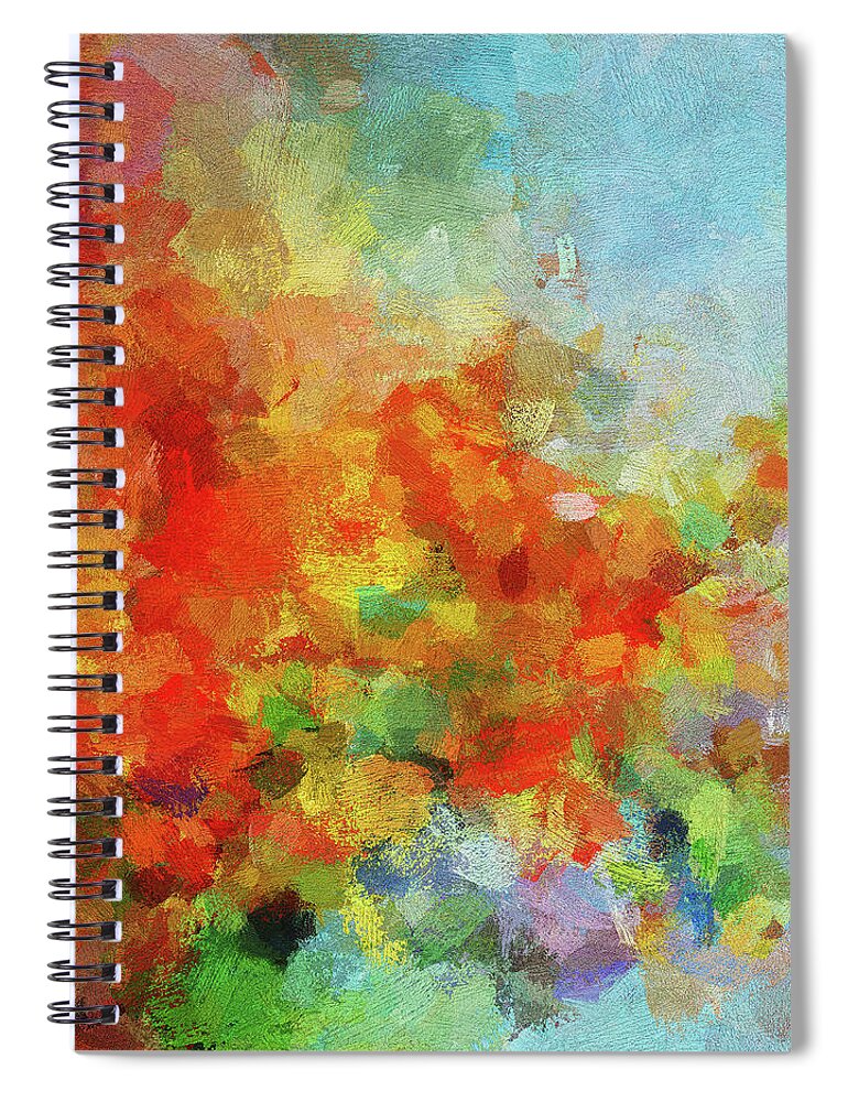 Abstract Spiral Notebook featuring the painting Colorful Landscape Art in Abstract Style by Inspirowl Design