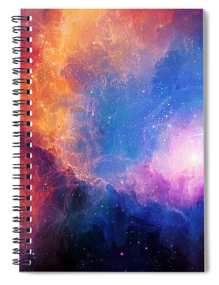 Galaxy Spiral Notebook featuring the painting Colorful-nebula-21963-1920x1080 2 by Celestial Images