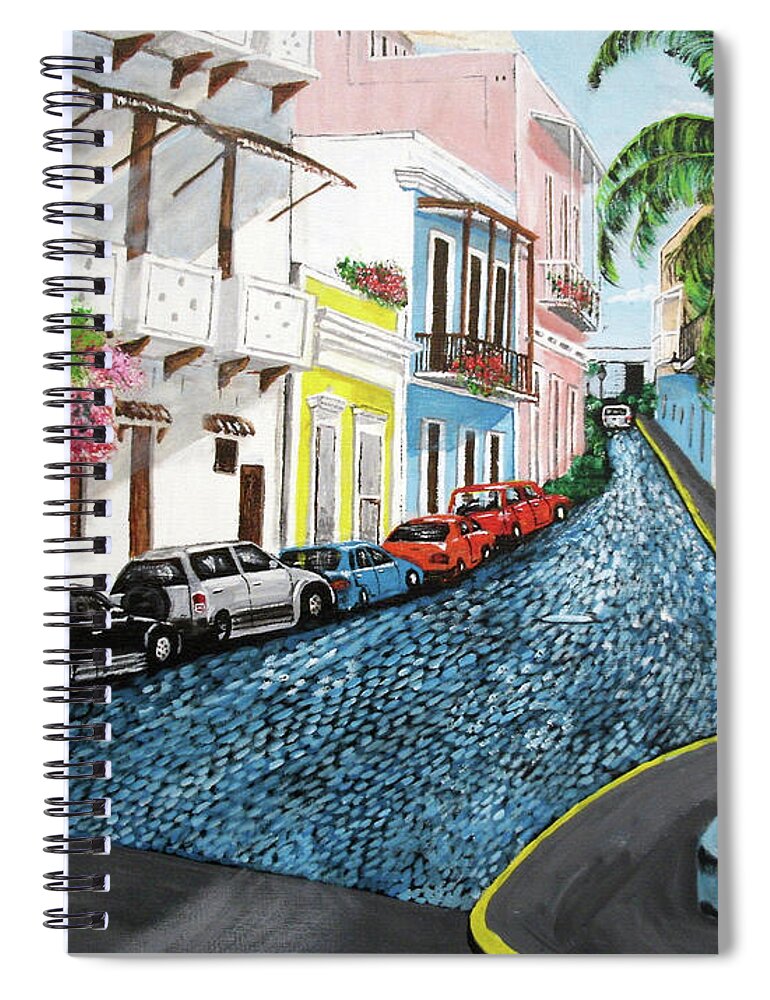 Old San Juan Spiral Notebook featuring the painting Colorful Old San Juan by Luis F Rodriguez