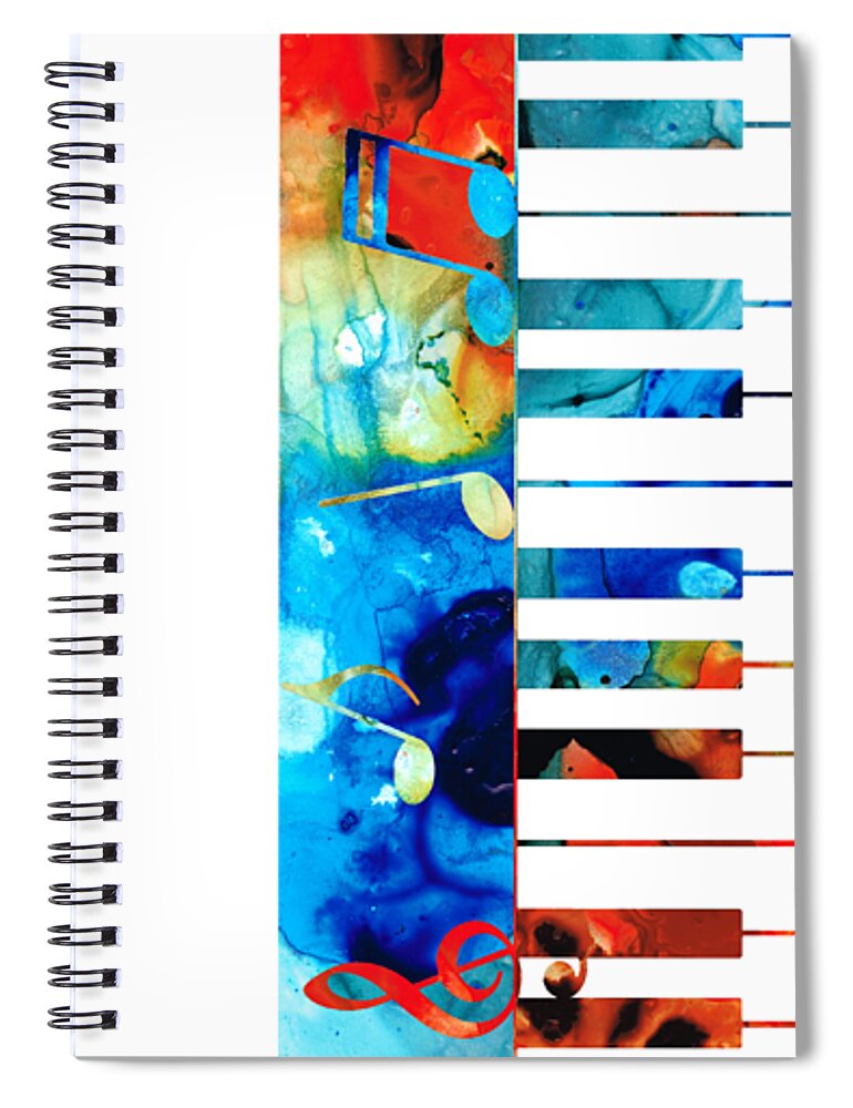 Piano Spiral Notebook featuring the painting Colorful Piano Art by Sharon Cummings by Sharon Cummings