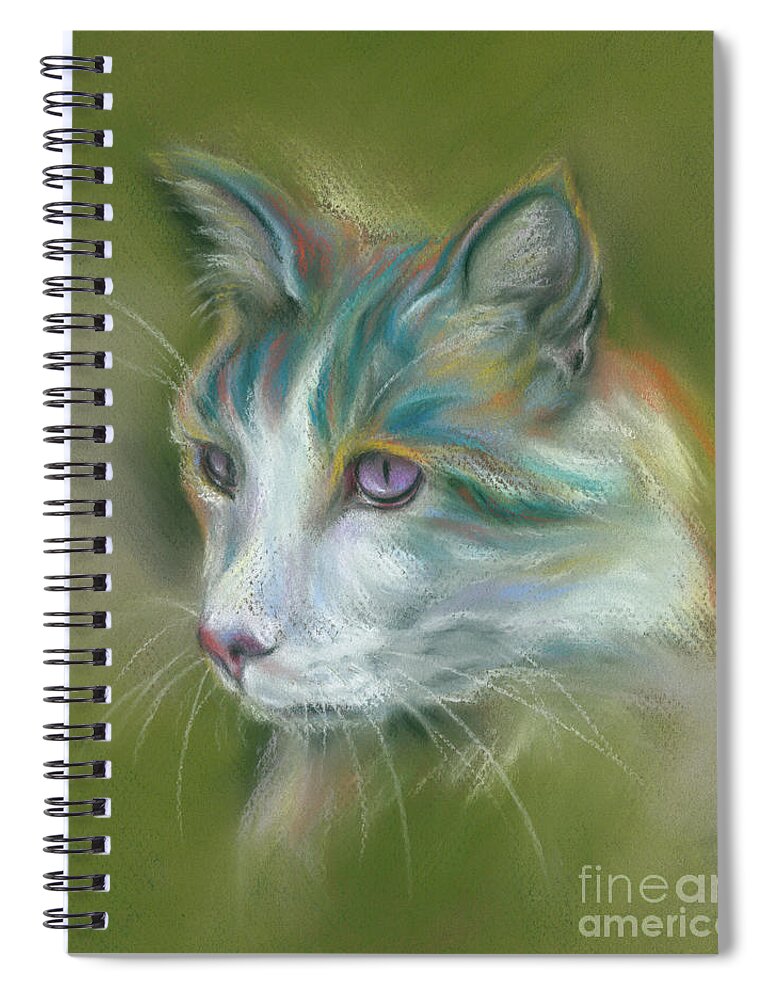 Cat Spiral Notebook featuring the painting Colorful Spirit Tabby Cat by MM Anderson