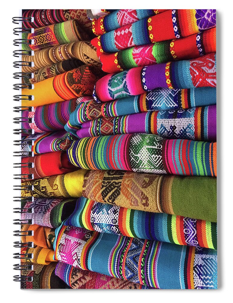 Colorful Spiral Notebook featuring the photograph Colorful tablecloths by Cheryl Hoyle