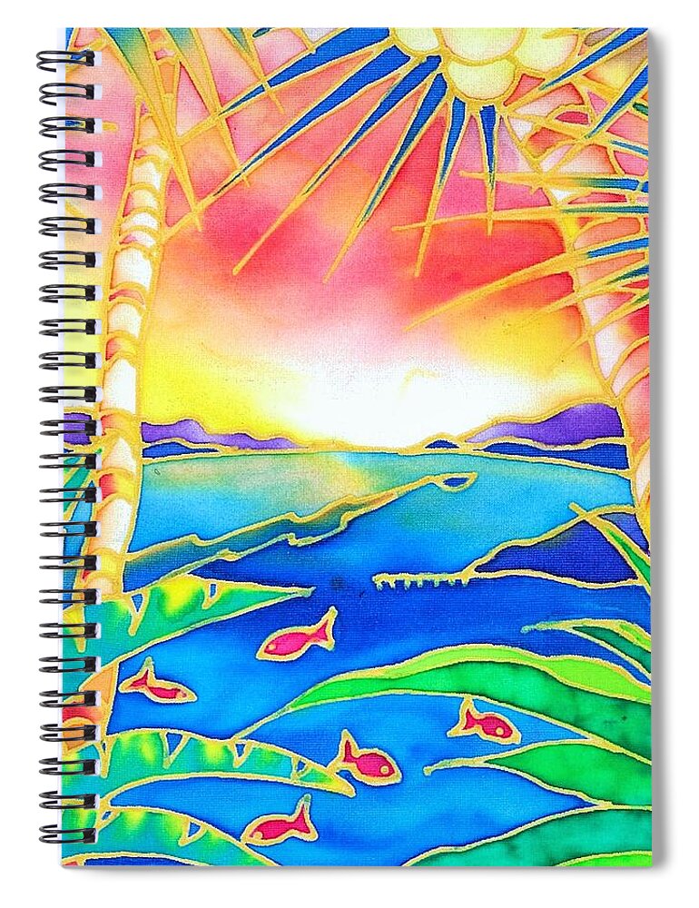 Tropics Spiral Notebook featuring the painting Colorful tropics 12 by Hisayo OHTA