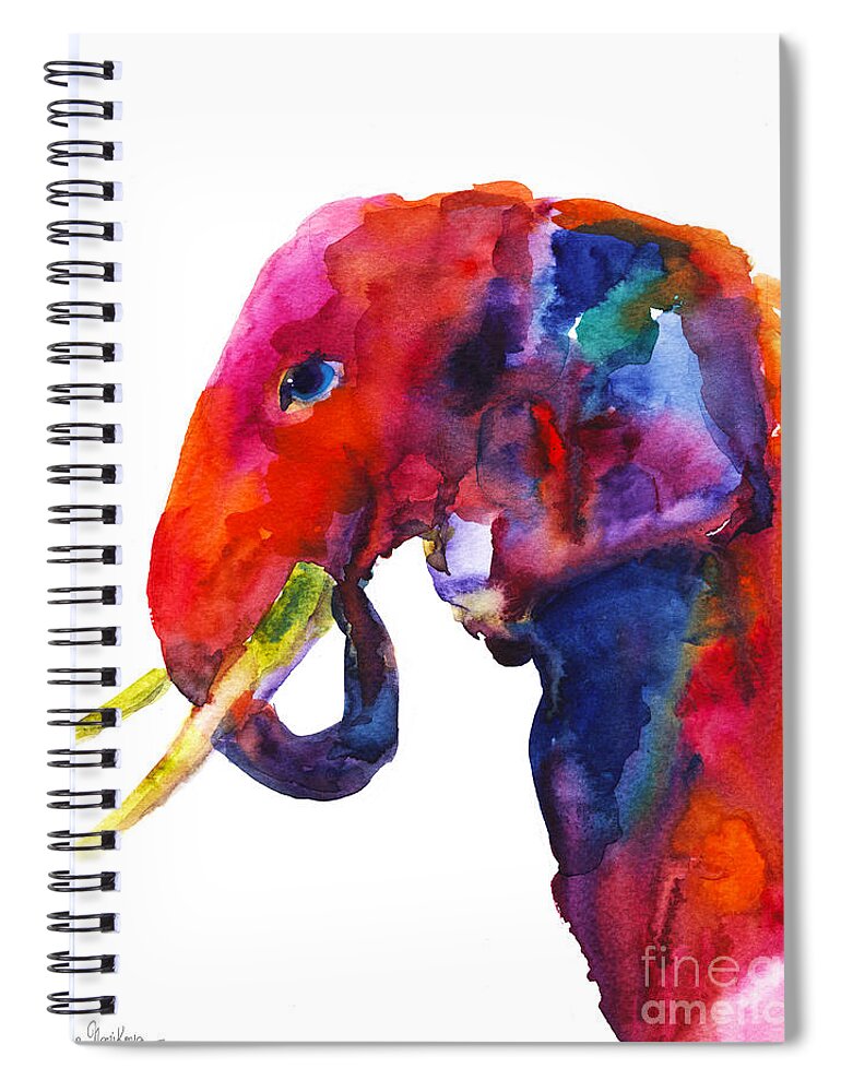 Elephant Painting Spiral Notebook featuring the painting Colorful watercolor elephant by Svetlana Novikova