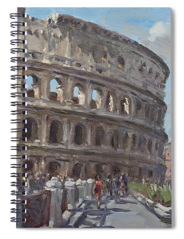Colosseo Spiral Notebook featuring the painting Colosseo Rome by Ylli Haruni