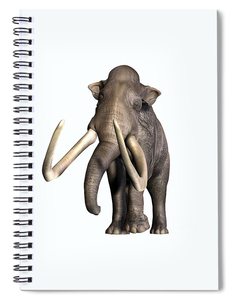 Columbian Mammoth Spiral Notebook featuring the painting Columbian Mammoth Front Profile by Corey Ford