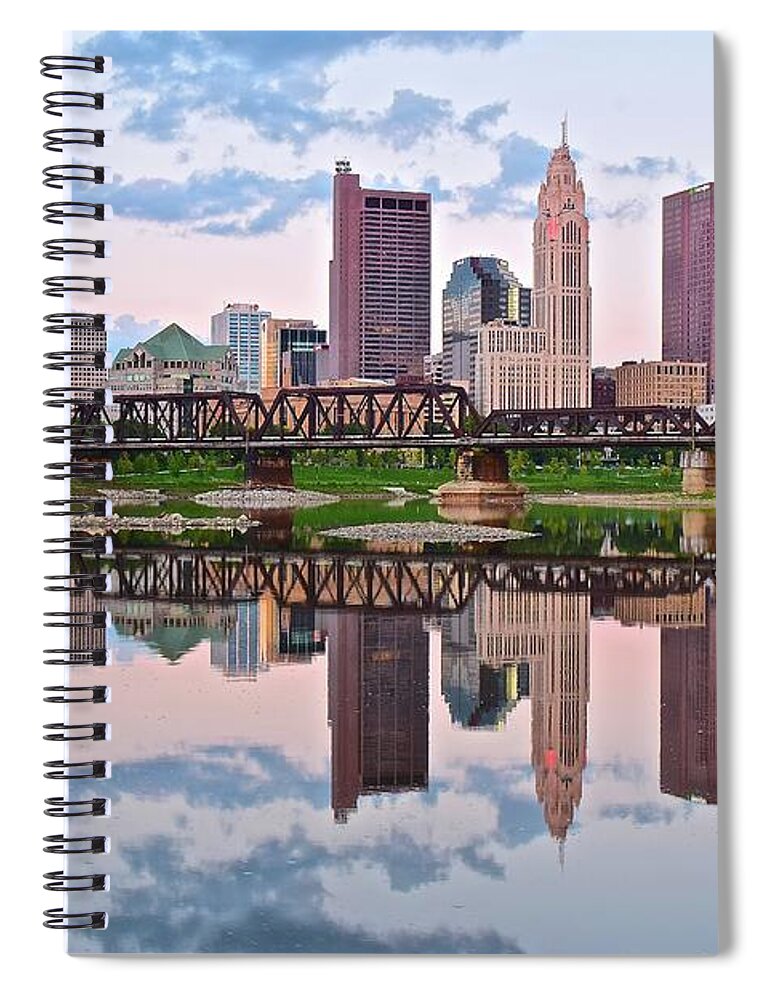 Columbus Spiral Notebook featuring the photograph Columbus Ohio Reflects by Frozen in Time Fine Art Photography