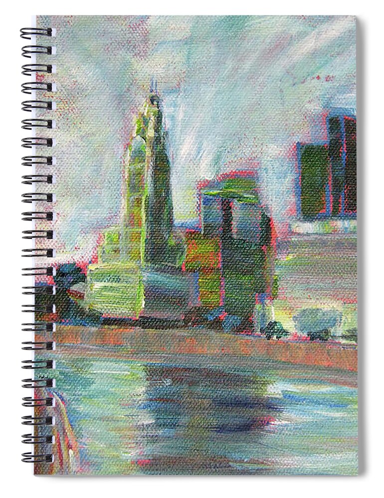 River Spiral Notebook featuring the painting Columbus Ohio by Robie Benve