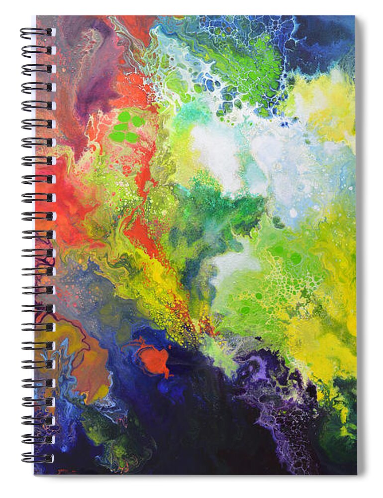 Abstract Spiral Notebook featuring the painting Comet by Sally Trace