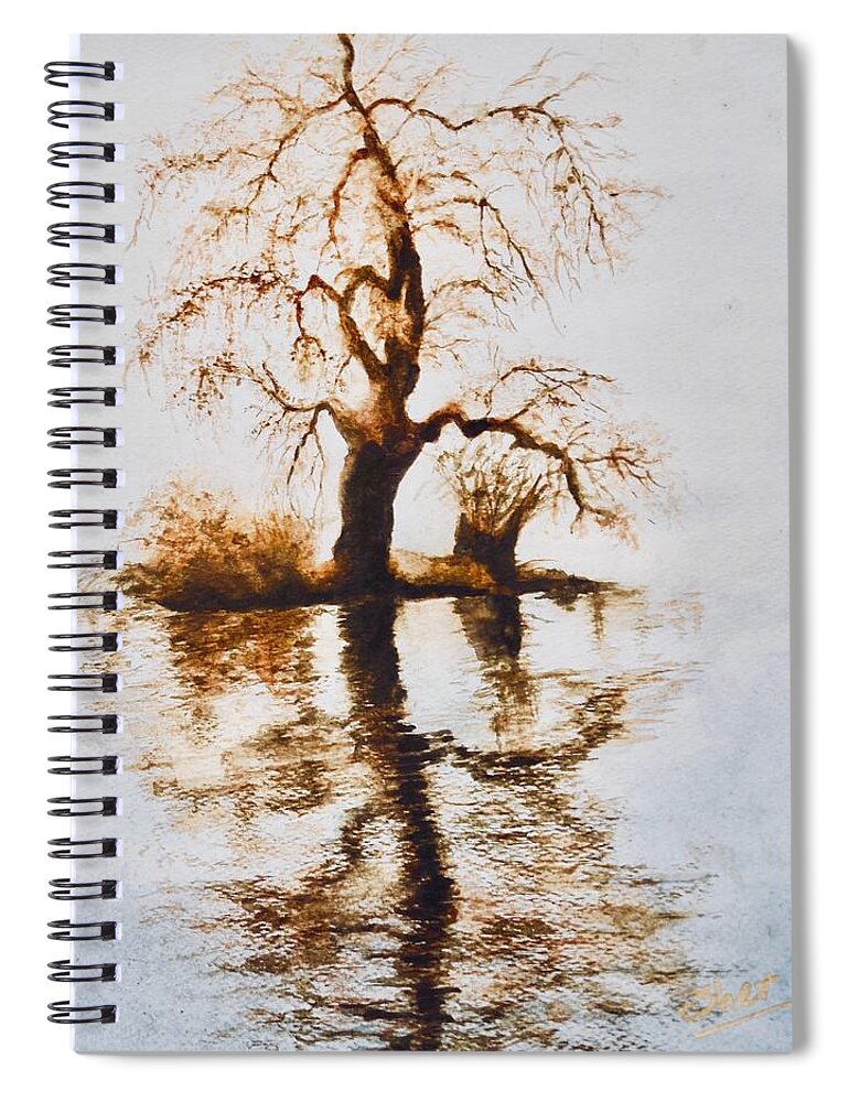 Landscape Spiral Notebook featuring the painting Como Lake Reflections by Sher Nasser