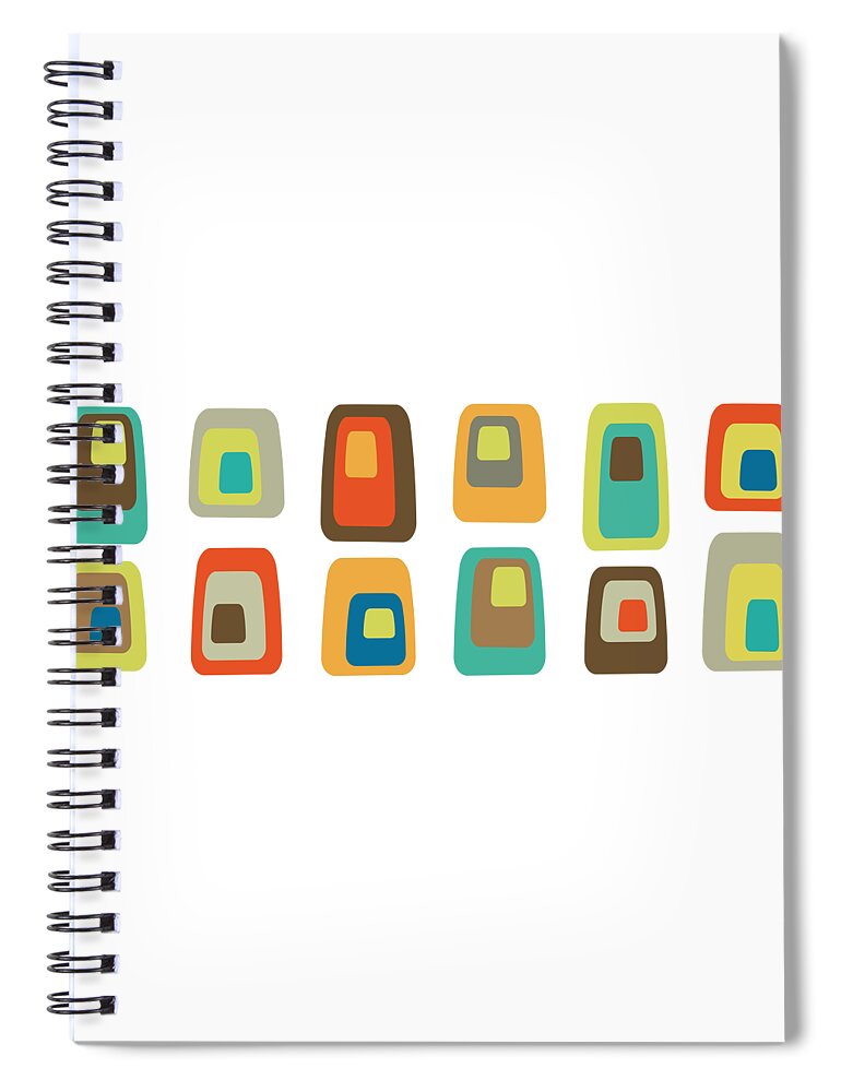 Mid Century Modern Spiral Notebook featuring the digital art Concentric Oblongs by Donna Mibus