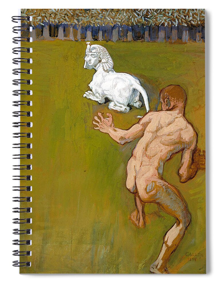 Akseli Gallen-kallela Spiral Notebook featuring the drawing Conceptio artis by Akseli Gallen-Kallela