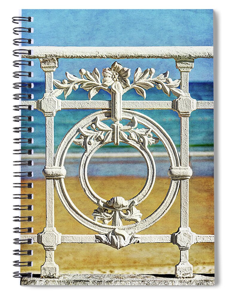San Sebastian Spiral Notebook featuring the photograph Concha Bay Railing in San Sebastian by Weston Westmoreland