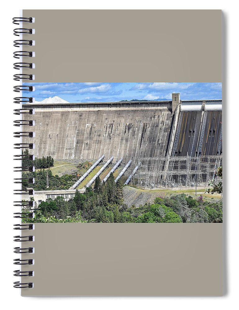 Shasta Dam Spiral Notebook featuring the photograph Concrete Arch-Gravity Dam by Maria Jansson