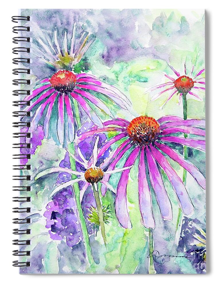Coneflowers Spiral Notebook featuring the painting Coneflowers by Claudia Hafner