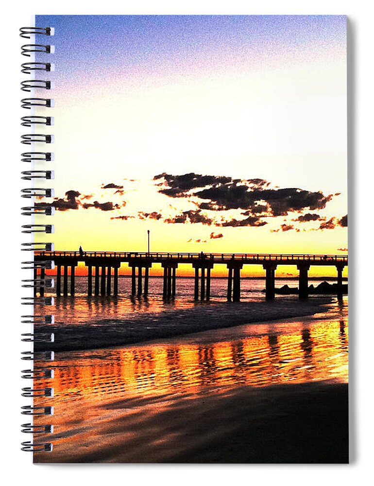 Coney Island Spiral Notebook featuring the photograph Coney Island Pier Sunset by Frank Winters