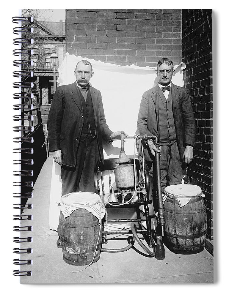 Whiskey Spiral Notebook featuring the photograph Confiscated Whiskey Still - Prohibition Era - 1920s by War Is Hell Store