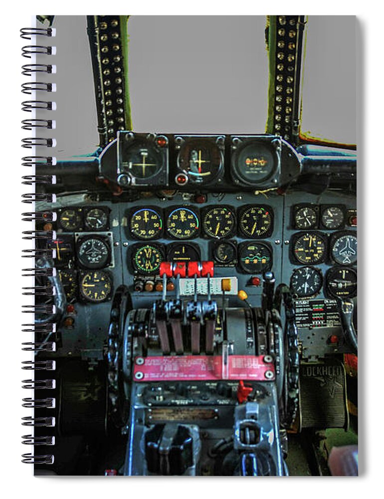 Lockheed 1049a-55-86 Super Constellation (ec-121t) Spiral Notebook featuring the photograph Connie Cockpit by Tommy Anderson