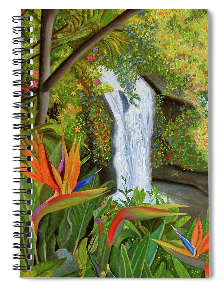 Paradise Spiral Notebook featuring the painting Conquest of Paradise by Thu Nguyen