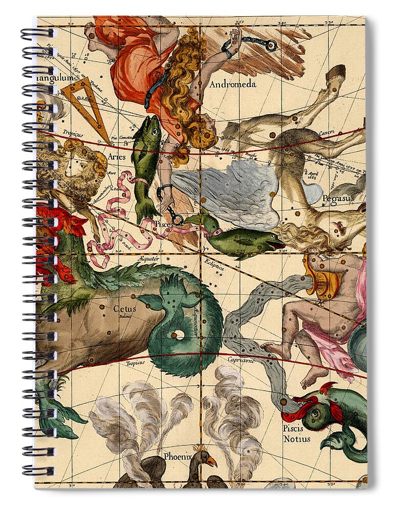 Celestial Spiral Notebook featuring the photograph Constellation Chart 1693b by Andrew Fare