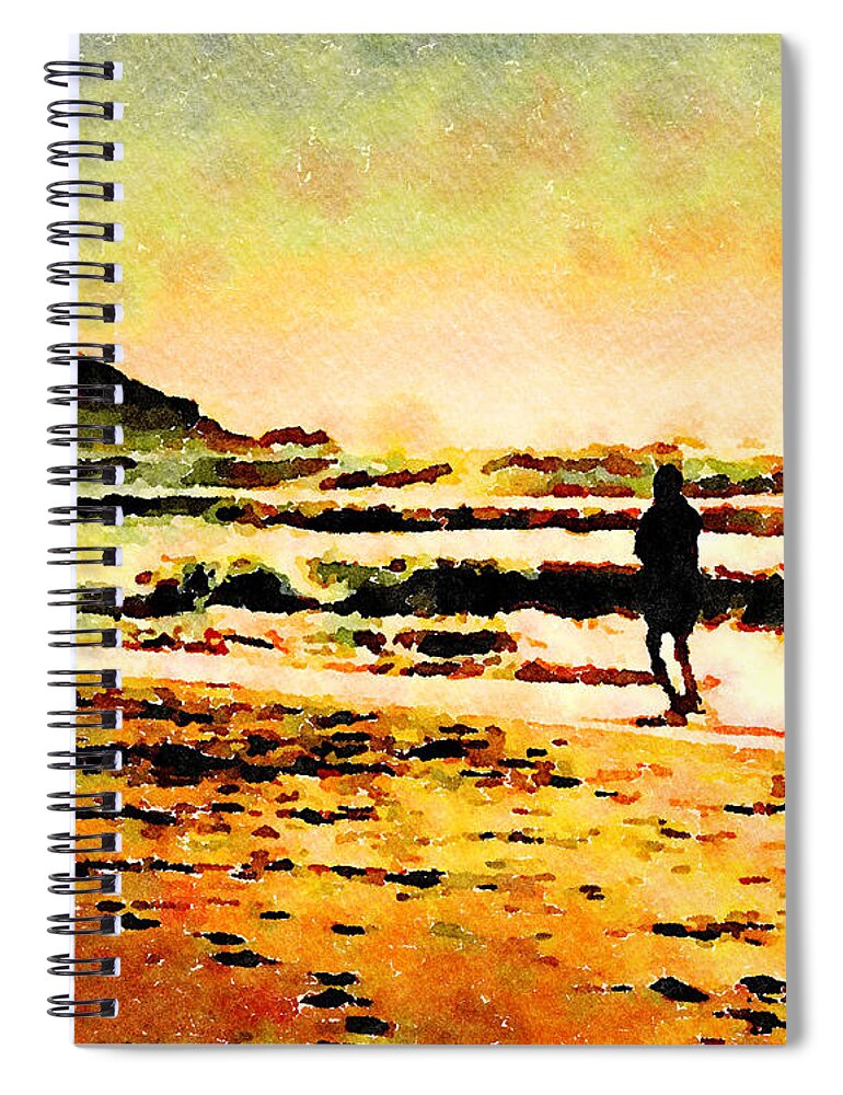 Beach Spiral Notebook featuring the painting Contemplation by Angela Treat Lyon