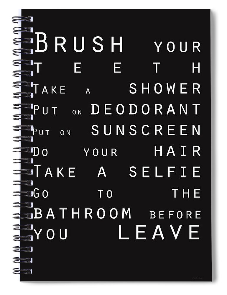 Bathroom Sign Spiral Notebook featuring the digital art Contemporary Bathroom Rules - Subway Sign by Linda Woods