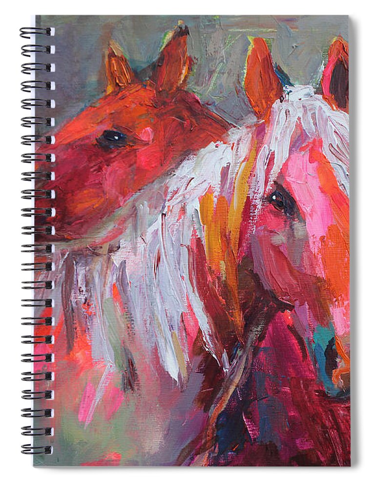 Contemporary Equine Horse Paintings Spiral Notebook featuring the painting Contemporary Horses painting by Svetlana Novikova
