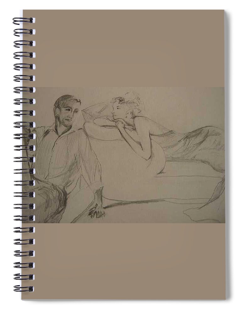 Seduction Spiral Notebook featuring the painting Contentment by Lizzy Forrester