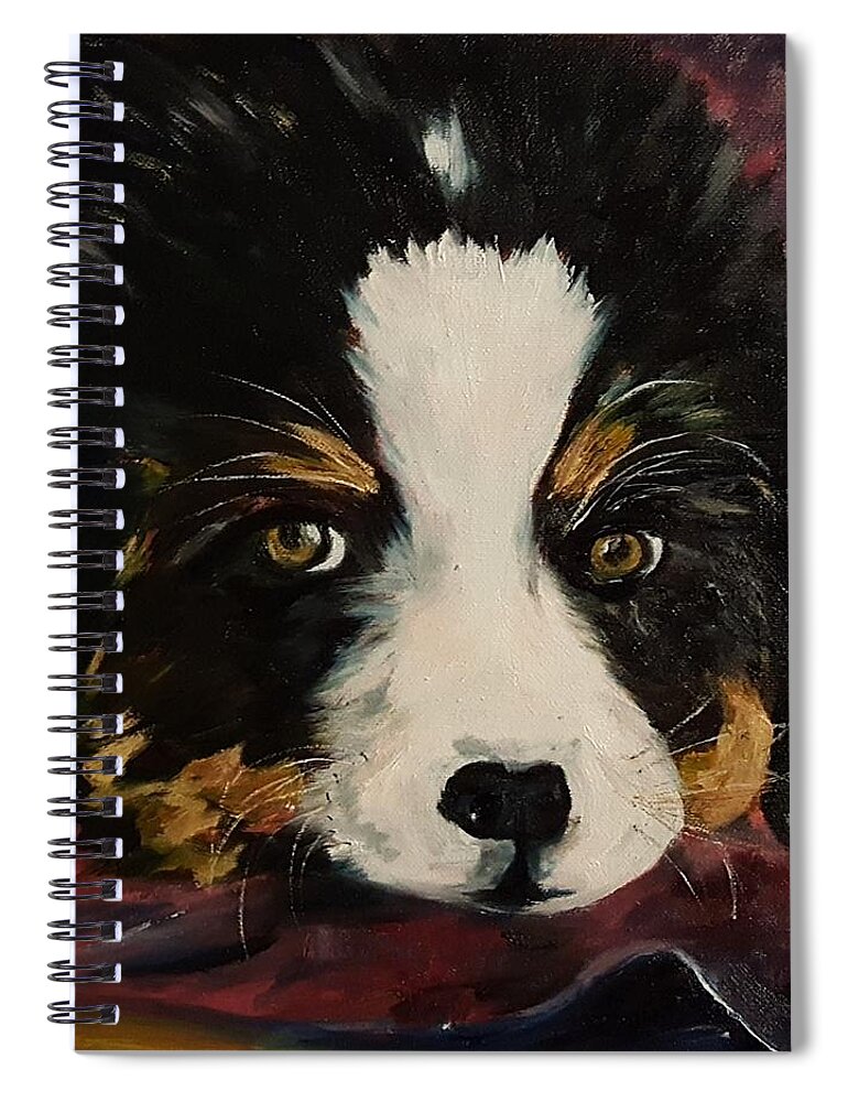Puppy Spiral Notebook featuring the painting Cookie Bernese Mountain Dog  10 by Cheryl Nancy Ann Gordon
