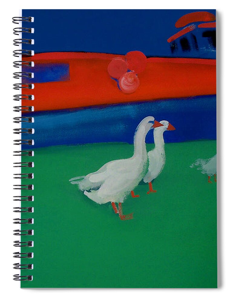 Geese Spiral Notebook featuring the painting Cool And Dry by Charles Stuart