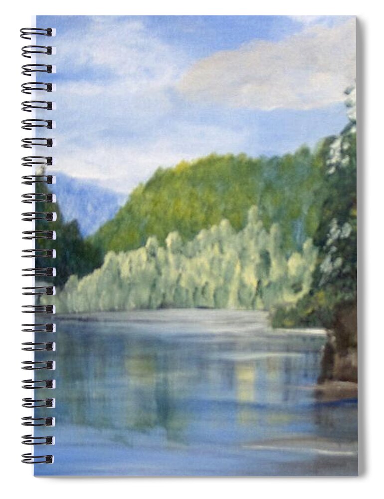Landscape Spiral Notebook featuring the painting Cool Water by Saundra Johnson