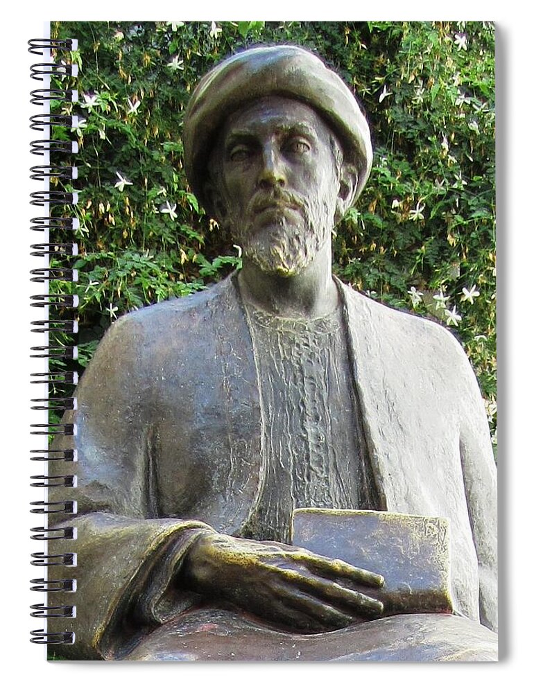 Cordoba Spiral Notebook featuring the photograph Cordoba Maimonides Statue or Moses ben Maimon aka Rambam Jewish Quarter XI Spain by John Shiron
