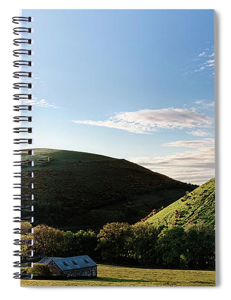 Corfe Castle Spiral Notebook featuring the photograph Corfe Castle morning panoramic by Simon Bratt